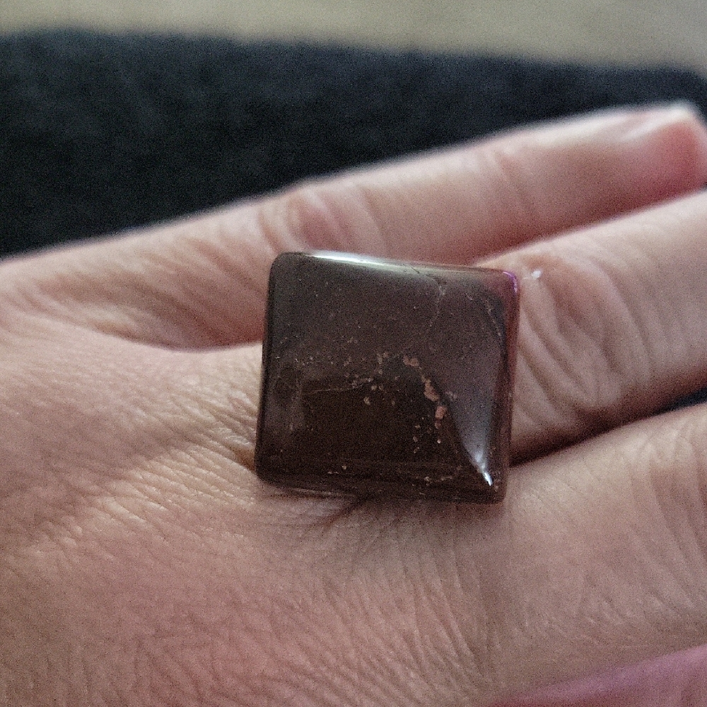 Elegant Square Brown Agate Adjustable Ring